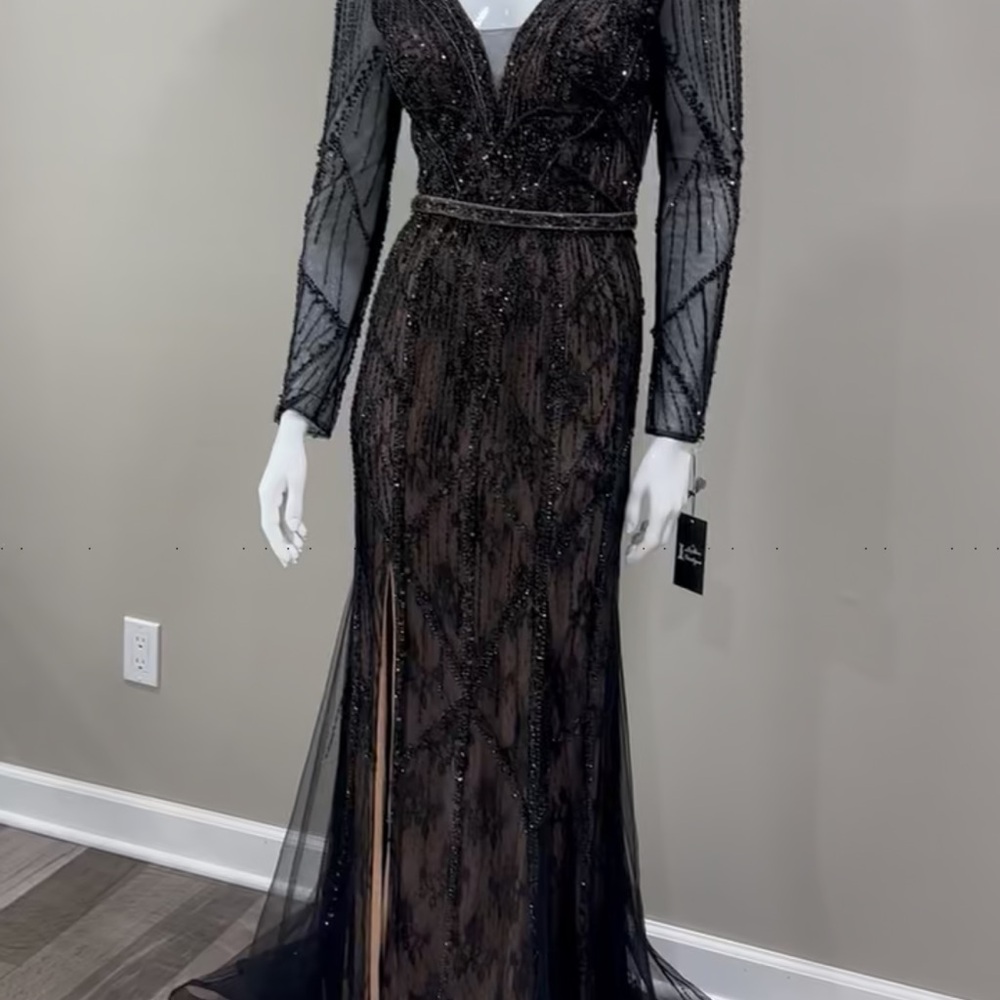 Sophisticated Black Long Sleeve Gown